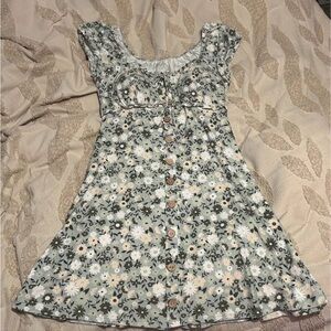 No Boundaries Floral Kids Dress in Green and White